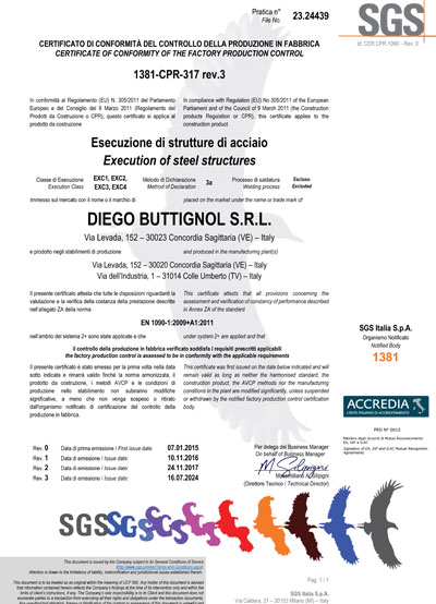 Certificato UNI EN 1090 EXC4